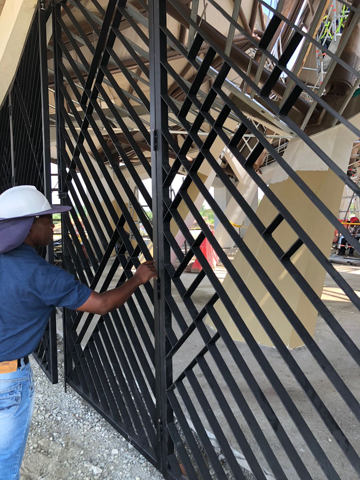 One of the ornamental gates that will open into the interior space of the House of Worship