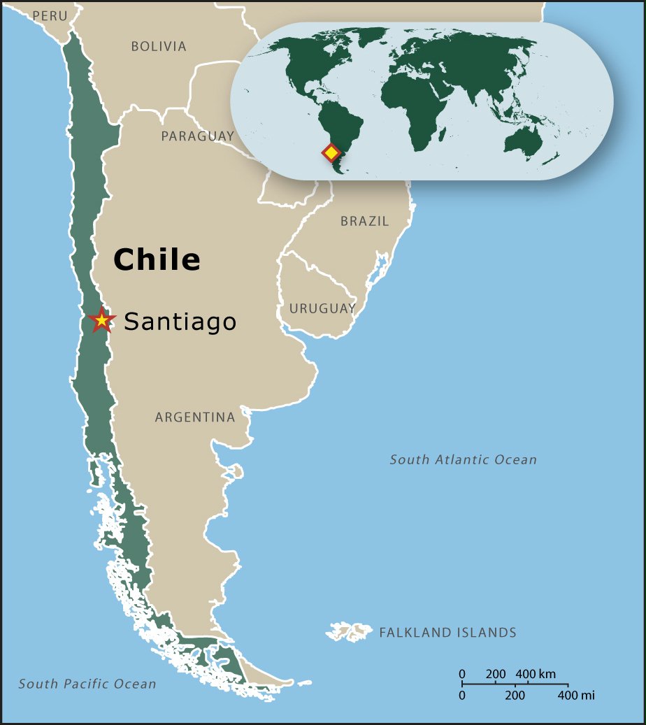 سانتياگو، پايتخت شيلی، محل اولين مشرق‌الاذکار بهائی در آمريکای جنوبی‌ است.