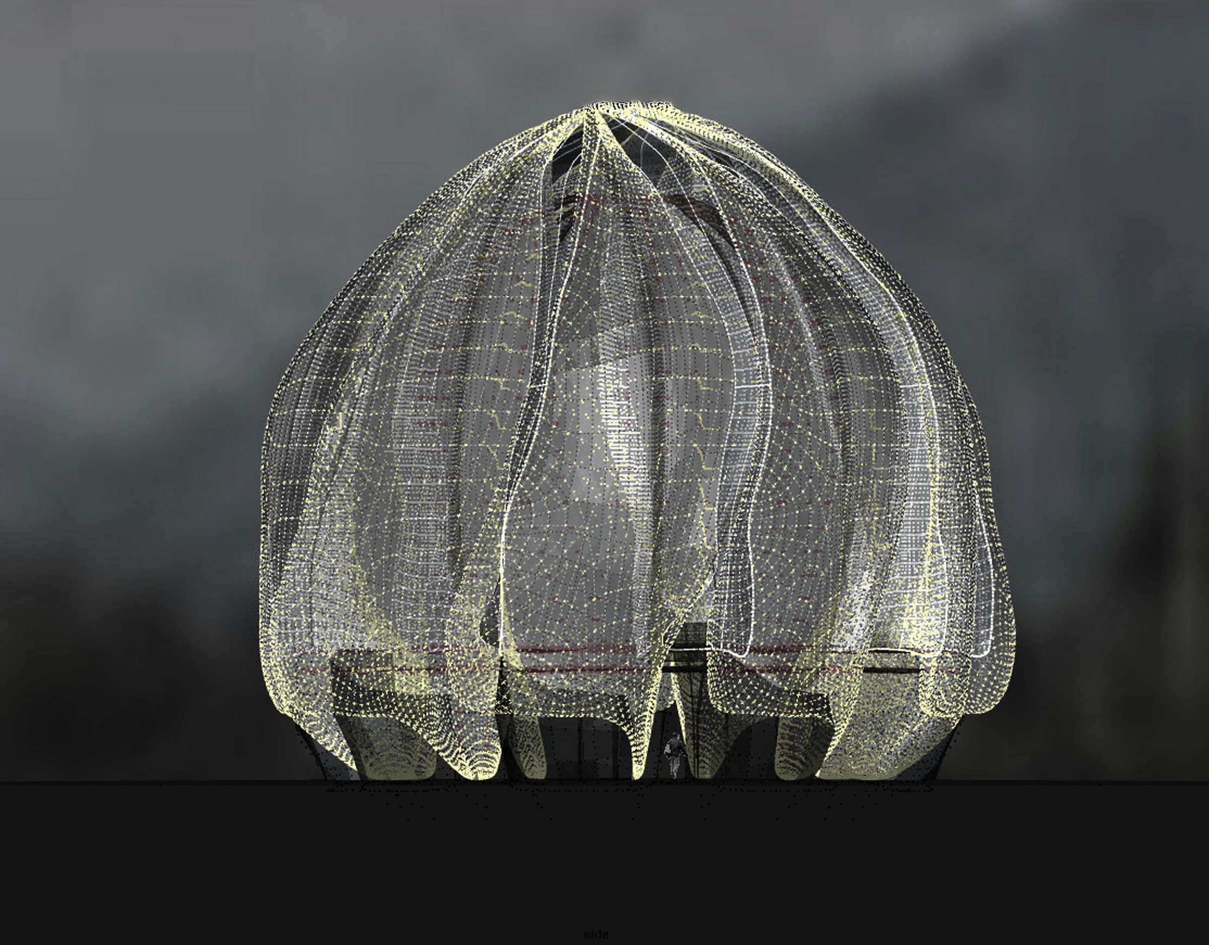 يک تصوير مجازی از مشرق‌الاذکار آمريکای جنوبی. گری مايکل دُلت، منتقد هنری کانادائی، می‌گويد اين طرح «از شکوفه، ميوه، گياه و قلب انسان نشان دارد. اما جائی ميان اين تعريف‌ها ايستاده، آنها را با هم يکی ‌می‌کند و به يک طرح معماری تبديل می‌کند که به شکلی جذاب آشناست و در عين حال به طرزی درخشان بکر است.»