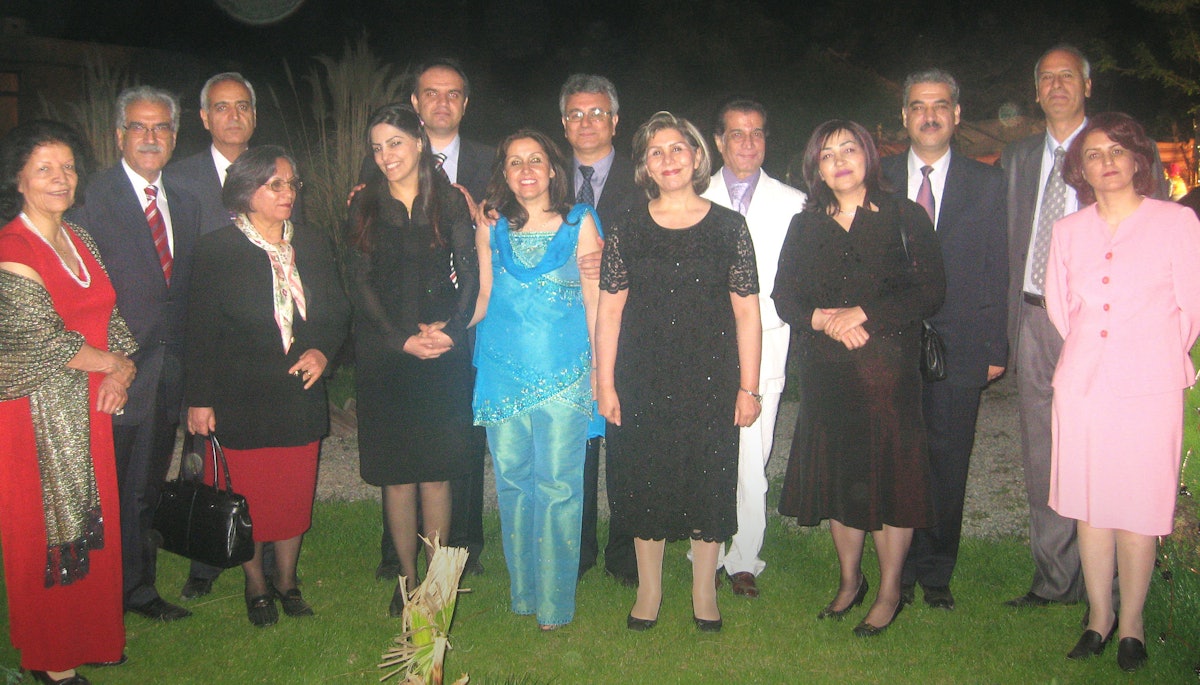 The seven Baha'i leaders – currently serving 10-year jail terms in Iran's notorious Gohardasht prison – pictured before their arrest in 2008, with their spouses. Mrs. Ashraf Khanjani, far left, passed away on Thursday 10 March 2011.