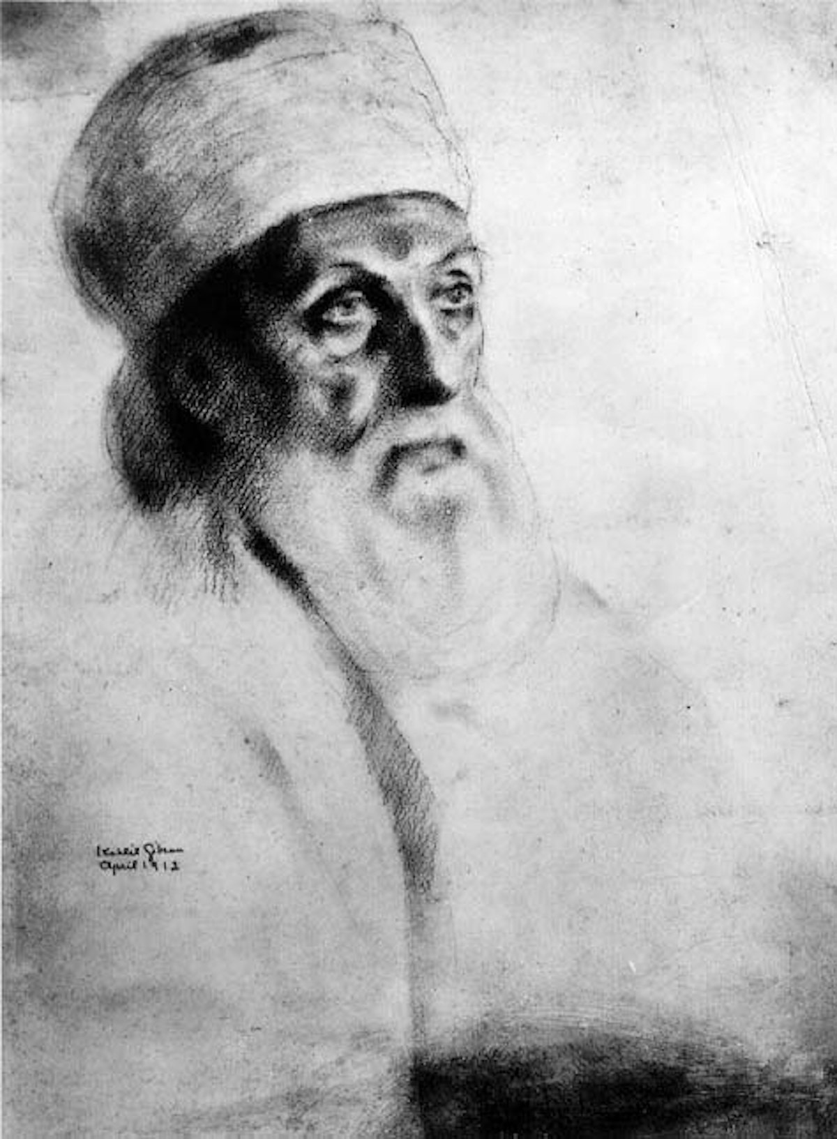 The admiration felt for 'Abdu'l-Baha by Kahlil Gibran, the author of "The Prophet", is also described in Professor Bushrui's book. Gibran was deeply impressed by 'Abdu'l-Baha and sketched his portrait, pictured, when they met in New York. Professor Bushrui – who is the founder and Director of the University of Maryland's Kahlil Gibran Research and Studies Project - recounts how Gibran told friends that 'Abdu'l-Baha provided the template for his portrayal of Christ in "Jesus, The Son of Man".