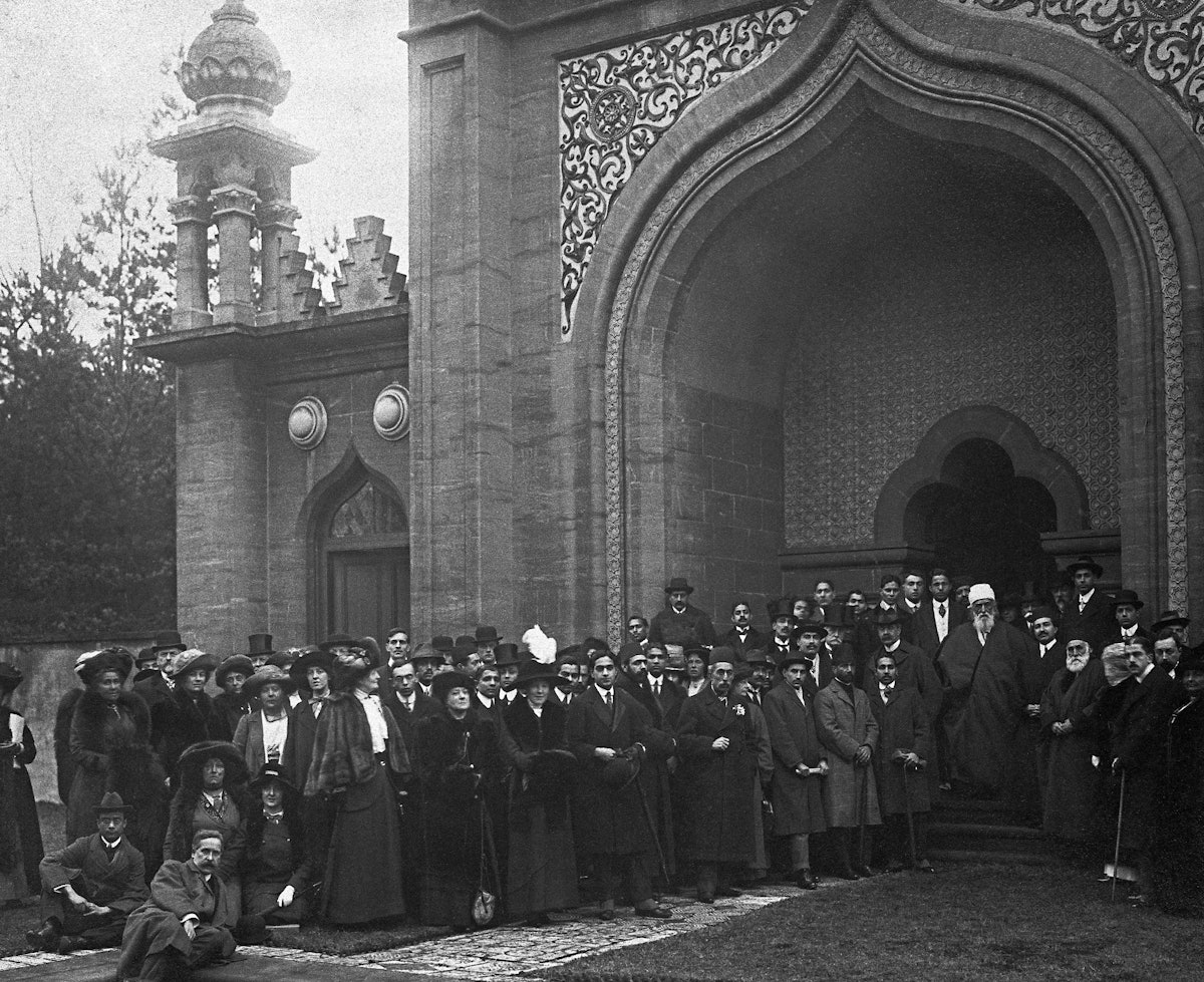 The book, "Abbas Effendi", includes an account of 'Abdu'l-Baha's visit in January 1913 to the small, market-town of Woking in the south of England where the first purpose-built mosque in Europe outside of Moorish Spain had been built. 'Abdu'l-Baha addressed a gathering of Egyptian, Turkish, Indian and British friends in the mosque's courtyard. "The religion of God..." He told them, "encourages the people to uphold the principle of peace. The great underlying truth of the religion of God is love..."