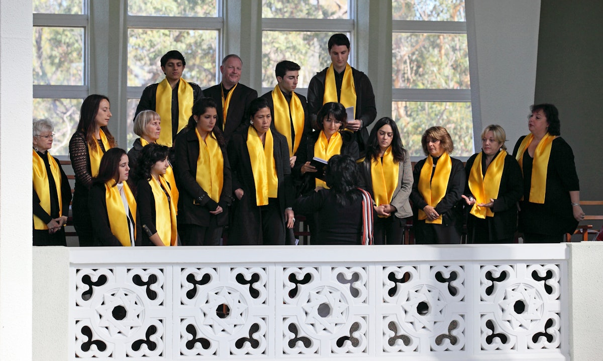 The choir of the Sydney Baha'i House of Worship, performed at a special service marking the third anniversary of the arrests of Iran's seven Baha'i leaders. The service, on Sunday 15 May, included extracts from diverse religious scriptures on the theme of justice.