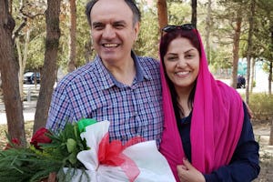 Vahid Tizfahm and his wife, Furuzandeh Nikumanesh, reunited after his 10 year imprisonment