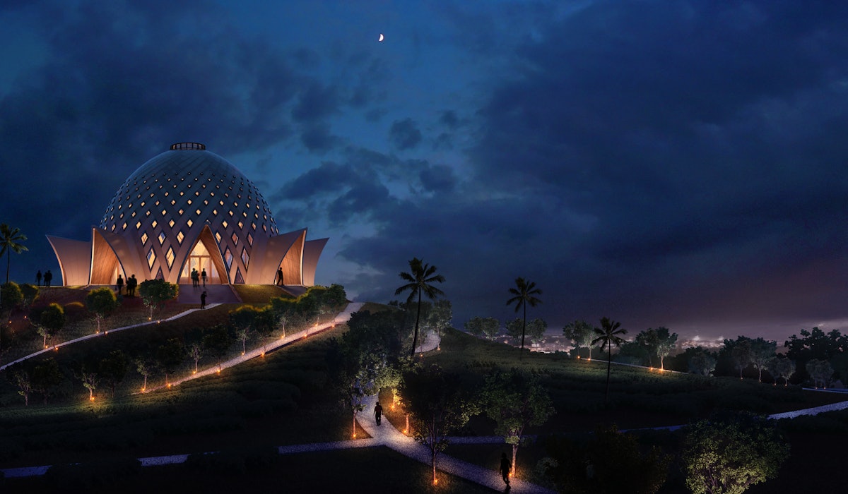 Le temple a été conçu par les architectes pour évoquer l’esprit des nombreux différents groupes culturels sur les îles, unifiés dans une structure.