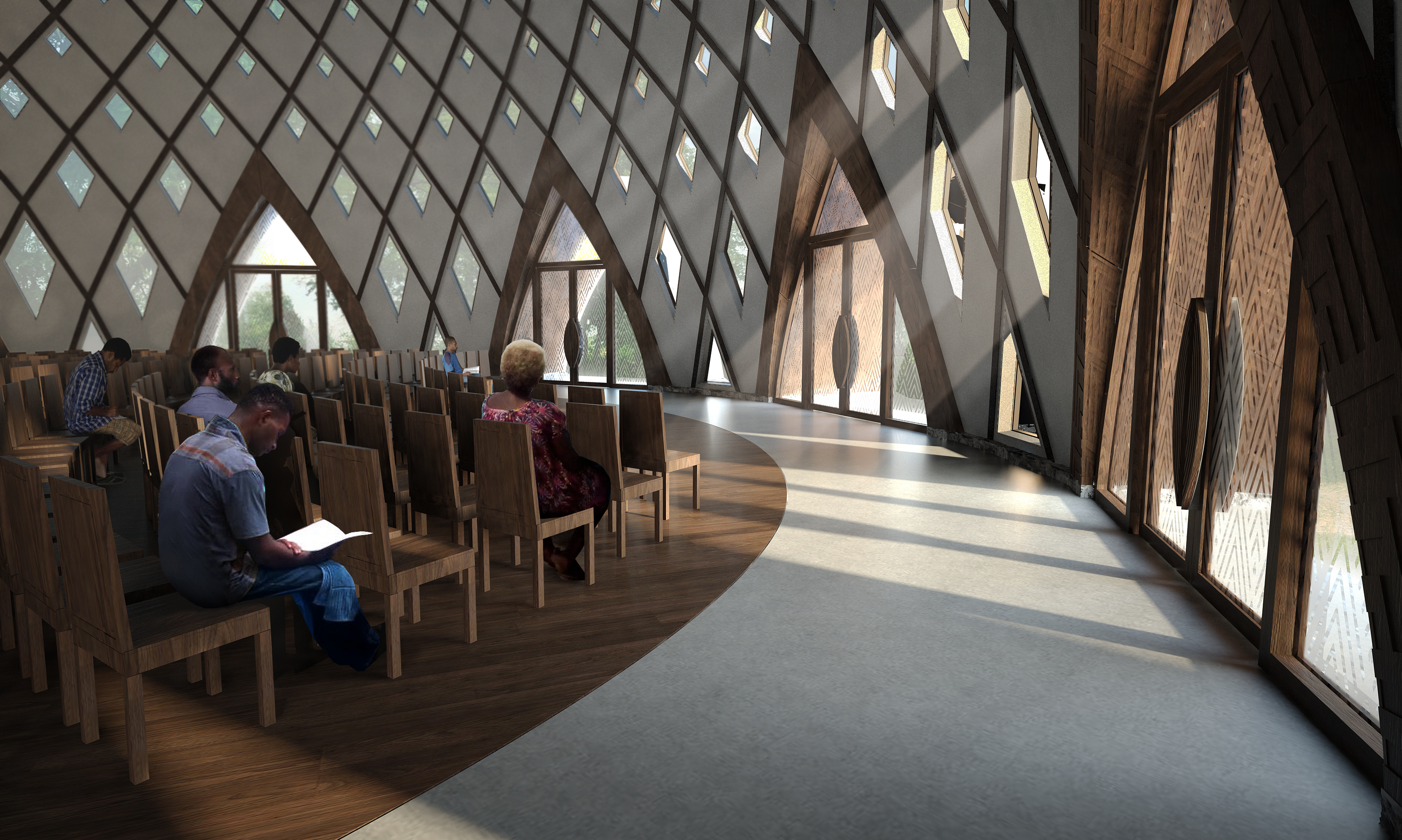 The temple’s design was inspired by the art of weaving, which is an important part of life in Papua New Guinea.