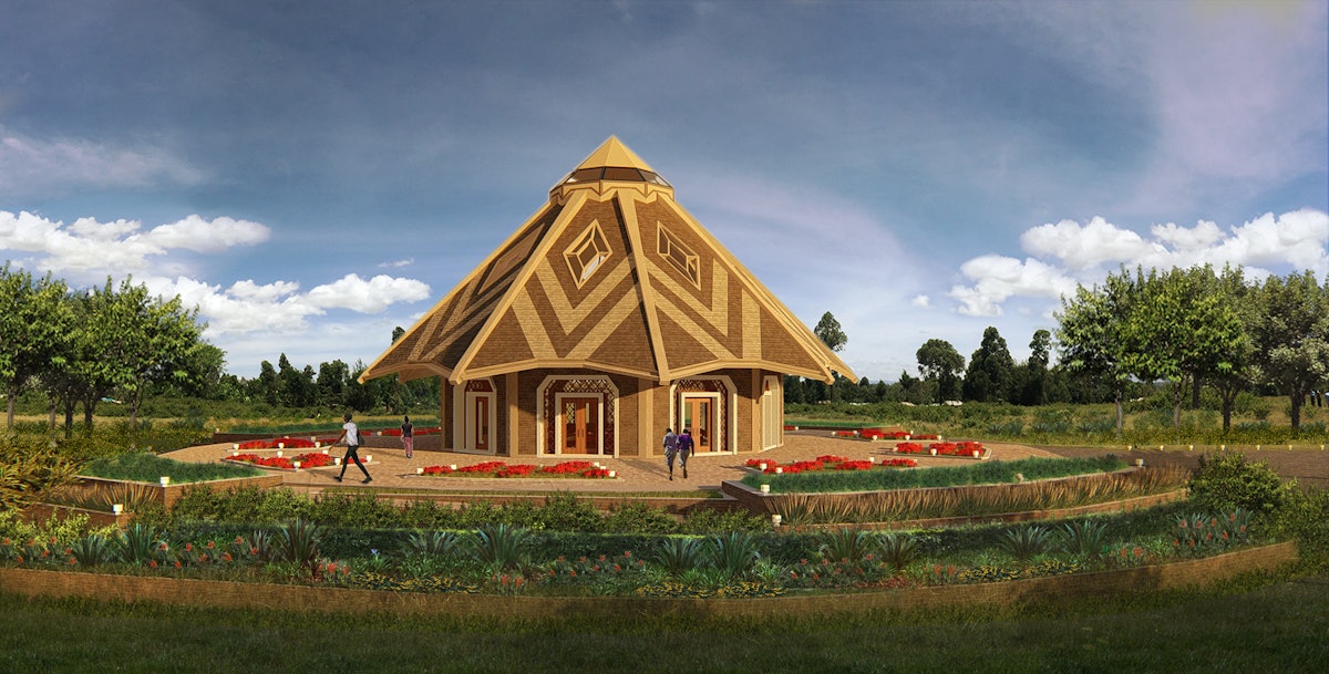 This rendering shows the design for the Kenya temple, which broke ground today in Matunda, Kenya.