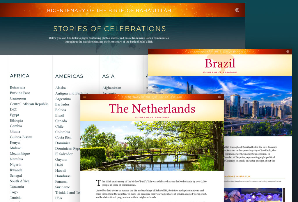 The new section of the site provides an expanded view of initiatives and celebrations marking the 200th anniversary of the birth of Baha’u’llah.