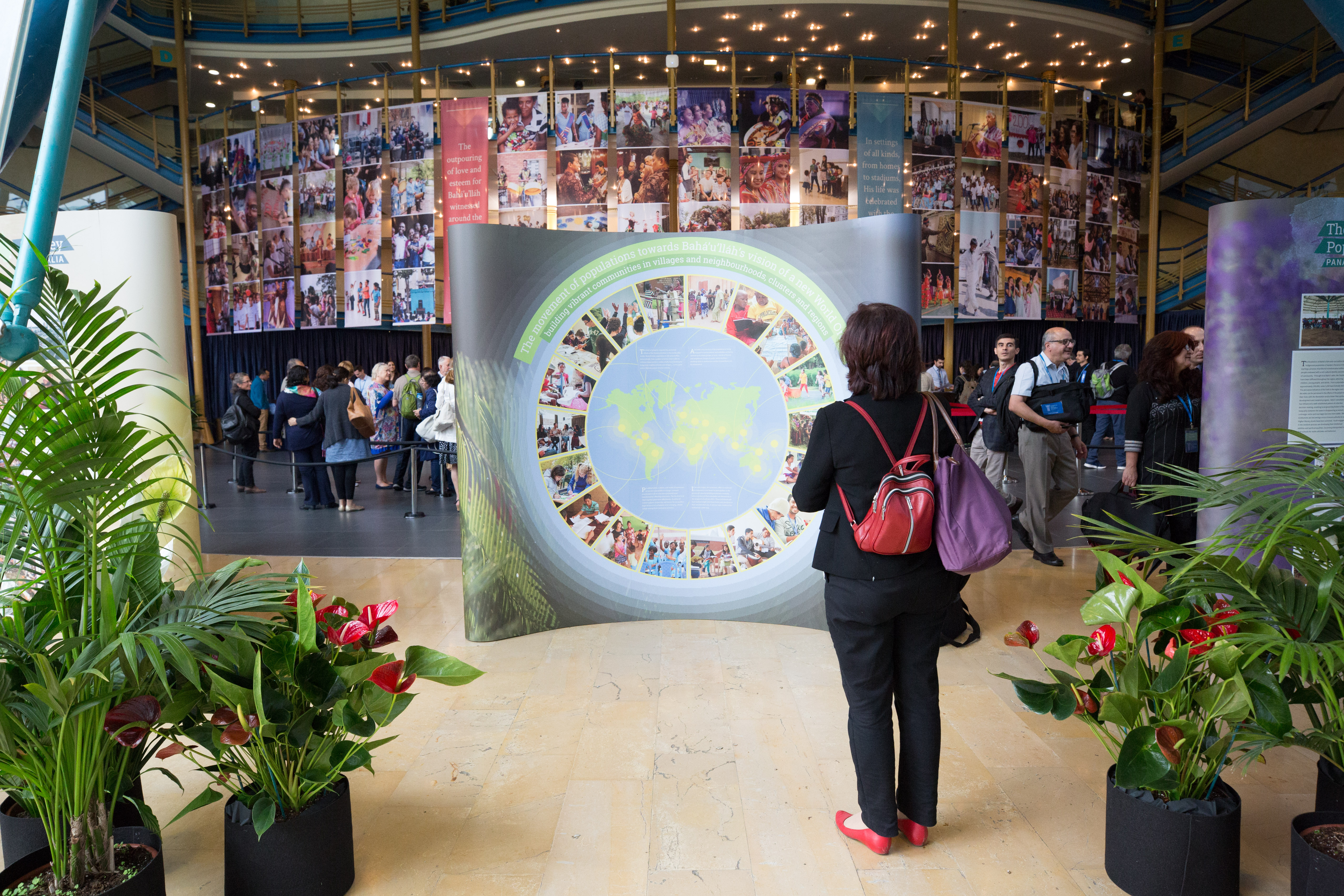 An exhibition of photos of Baha’i communities around the world is on display at the Haifa International Convention Centre for the delegates.