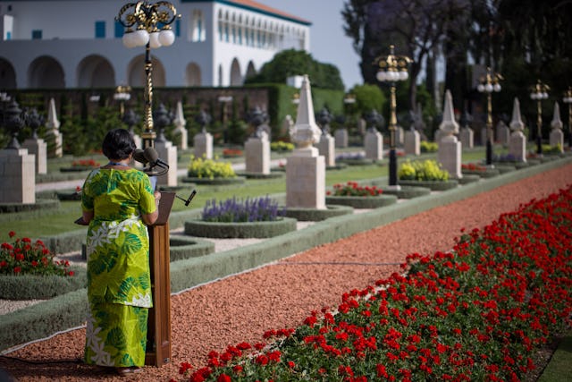 Prayers are read during the 12th day of Ridvan celebration in Bahji.