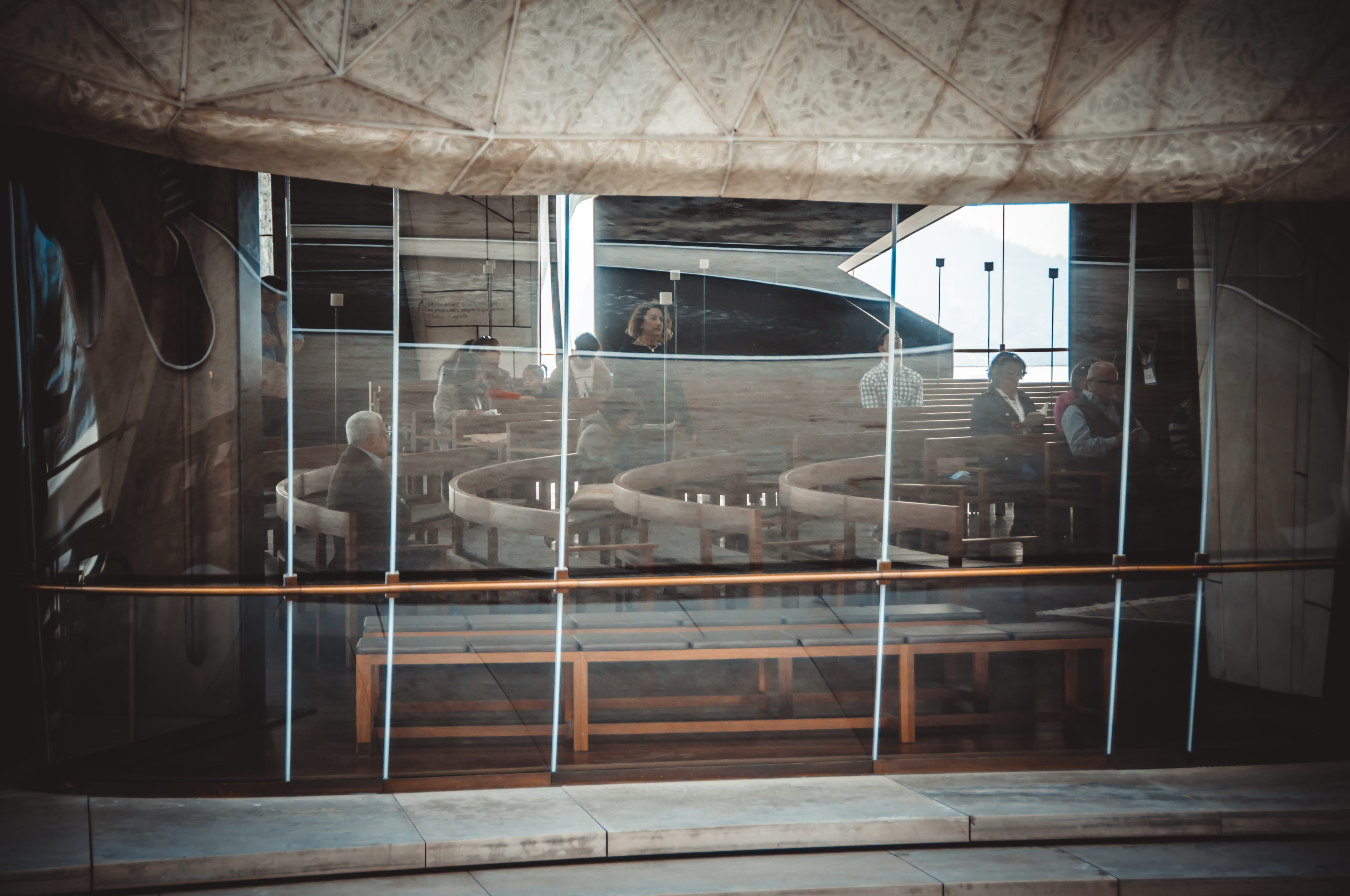 A view of the interior of the Temple from the outside