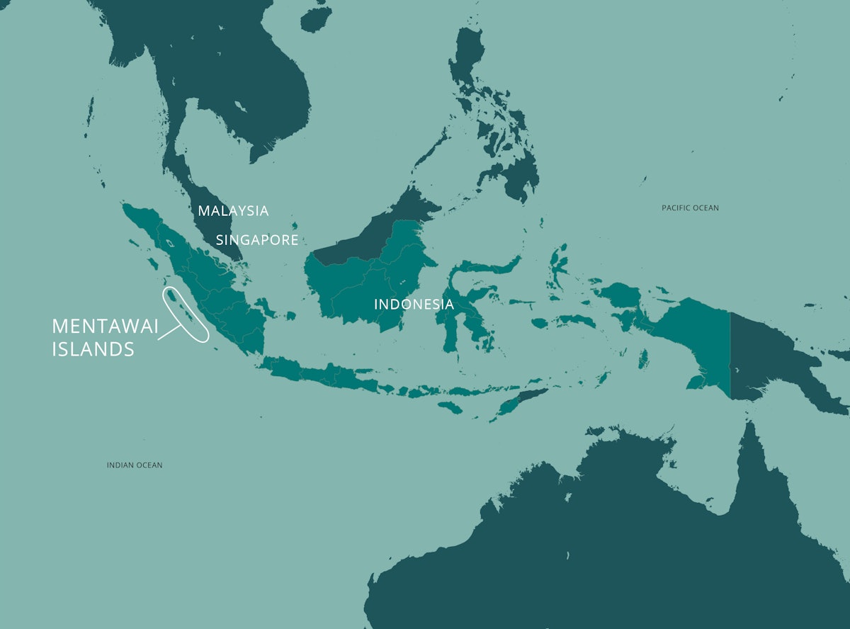 Les îles Mentawaï sont un groupe de 70 îles et îlots à l’ouest de la côte de l’île indonésienne de Sumatra.