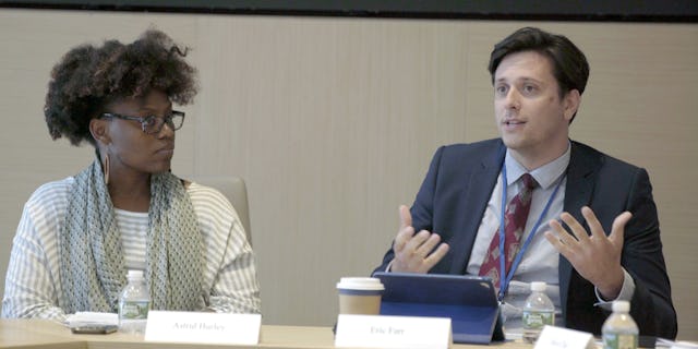 Panelist and BIC delegate from Canada Eric Farr (right) discusses the role of youth in society during a panel held this month.