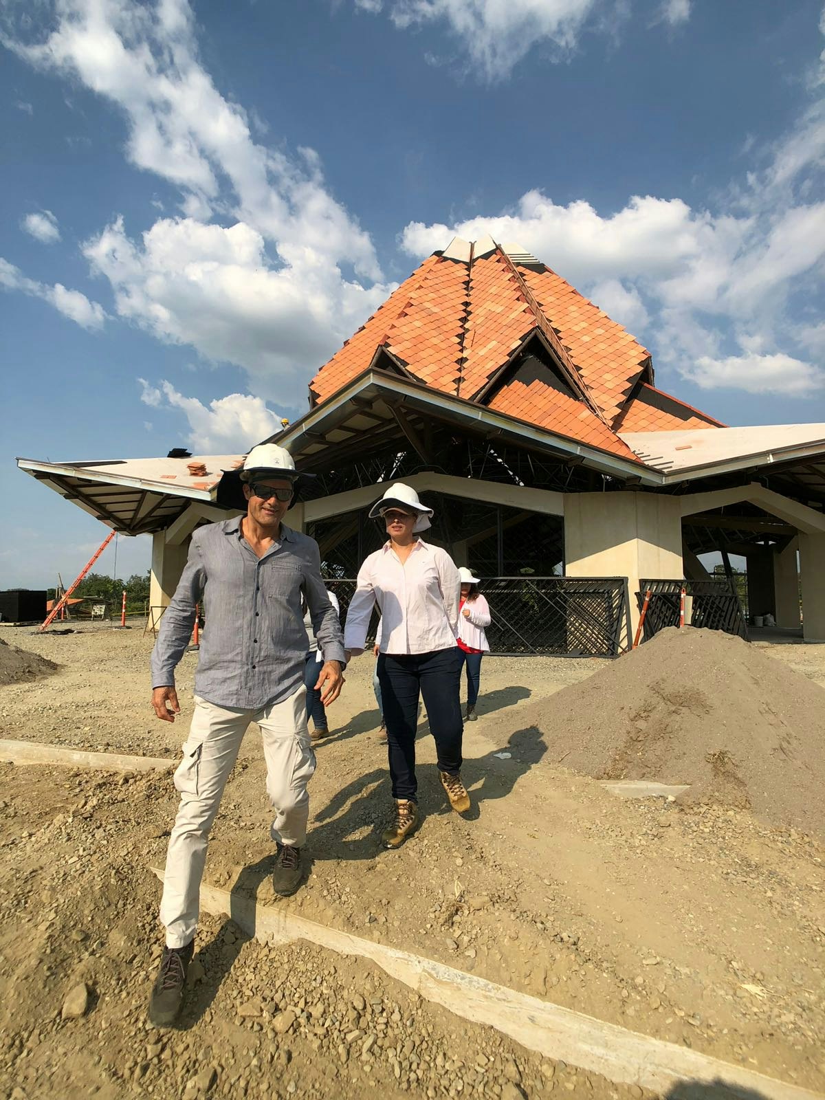 Temple architect Julian Gutierrez Chacón visits the site of the House of Worship in Norte del Cauca to assess the progress of the construction.