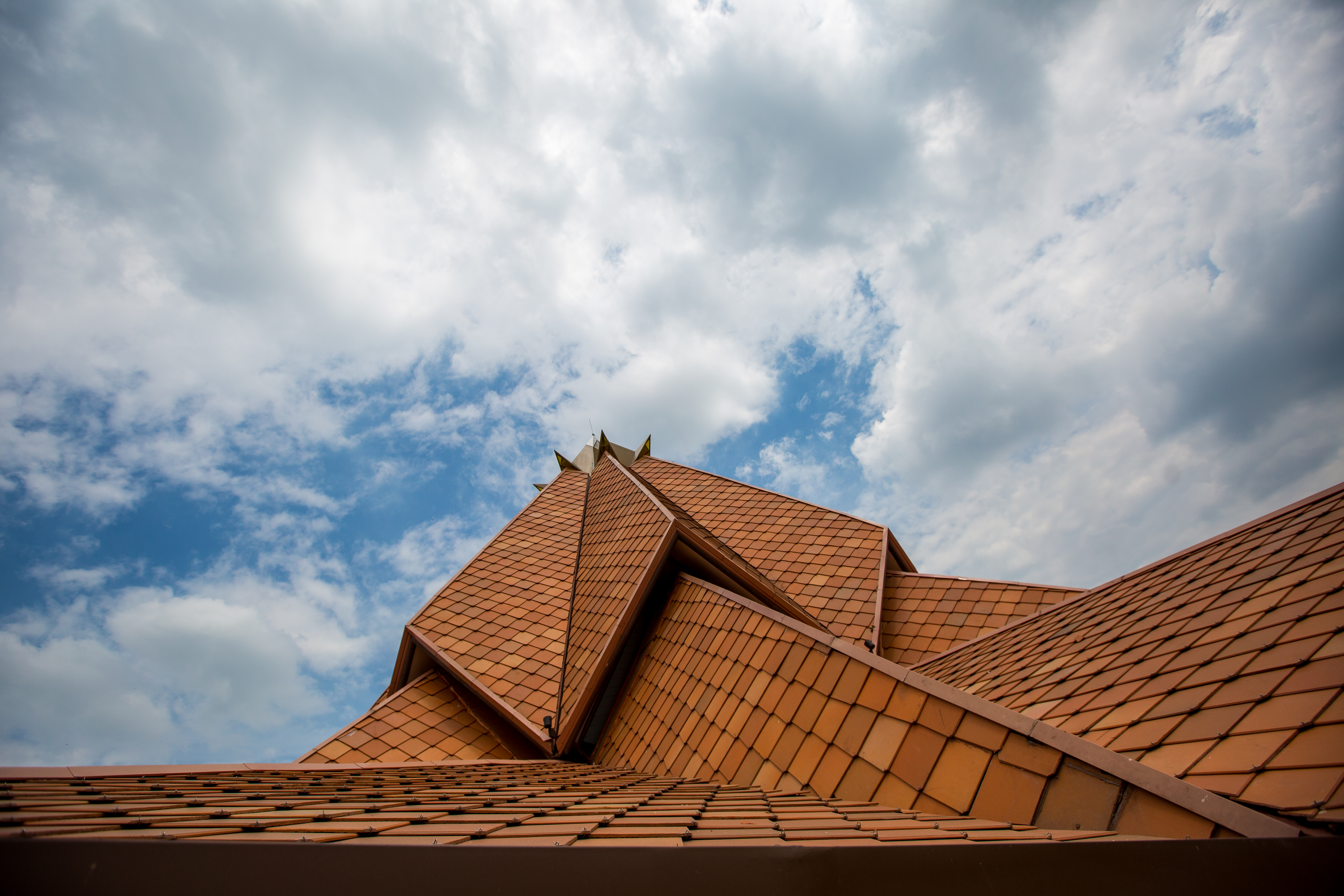 These terracotta roof tiles were inspired by the region's architecture.