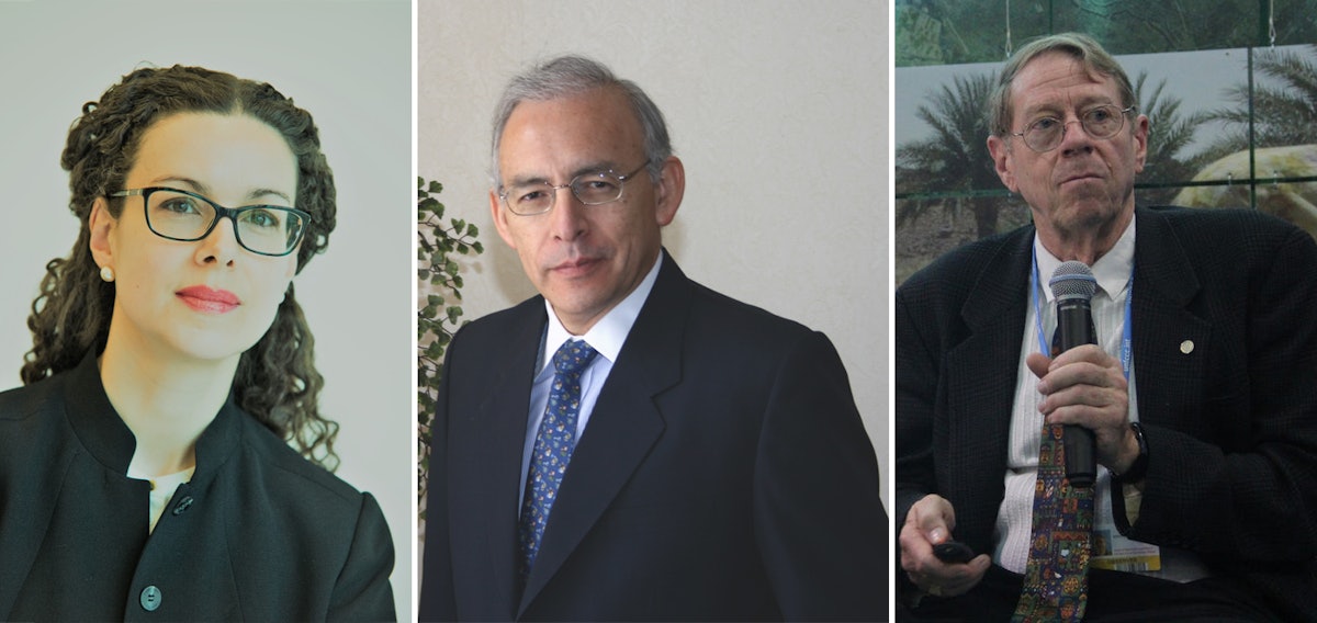 (From left) Maja Groff, Augusto Lopez-Claros, and Arthur Dahl were the authors of an award-winning proposal to reshape global governance structures.