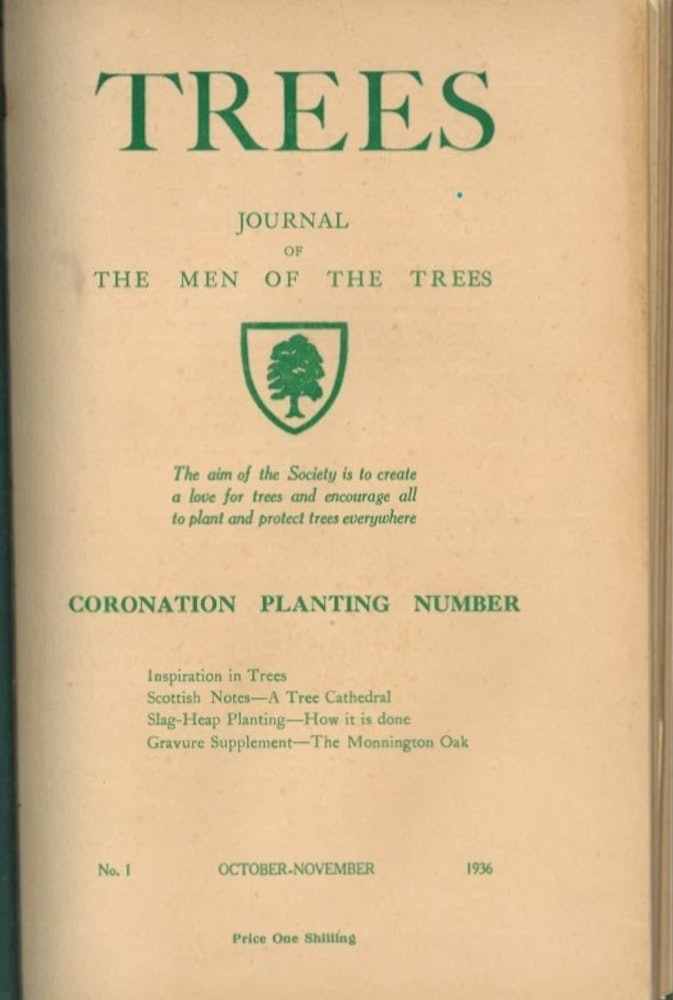 This is a copy of the first issue of Trees, which St. Barbe started in 1936. Today, Trees is the longest-running environmental journal. (Credit: International Tree Foundation)
