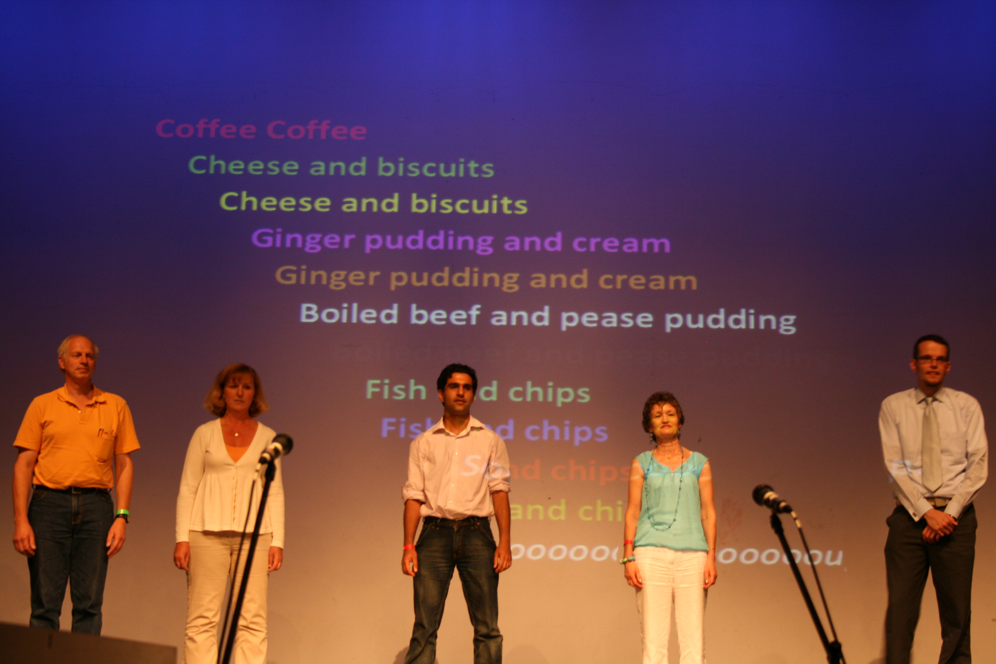 In the United Kingdom, the weeklong Baha'i Academy for the Arts attracted some 300 people. Here, students from the “Communicating With Ease” course demonstrate one of the exercises that helped boost their confidence in public speaking.