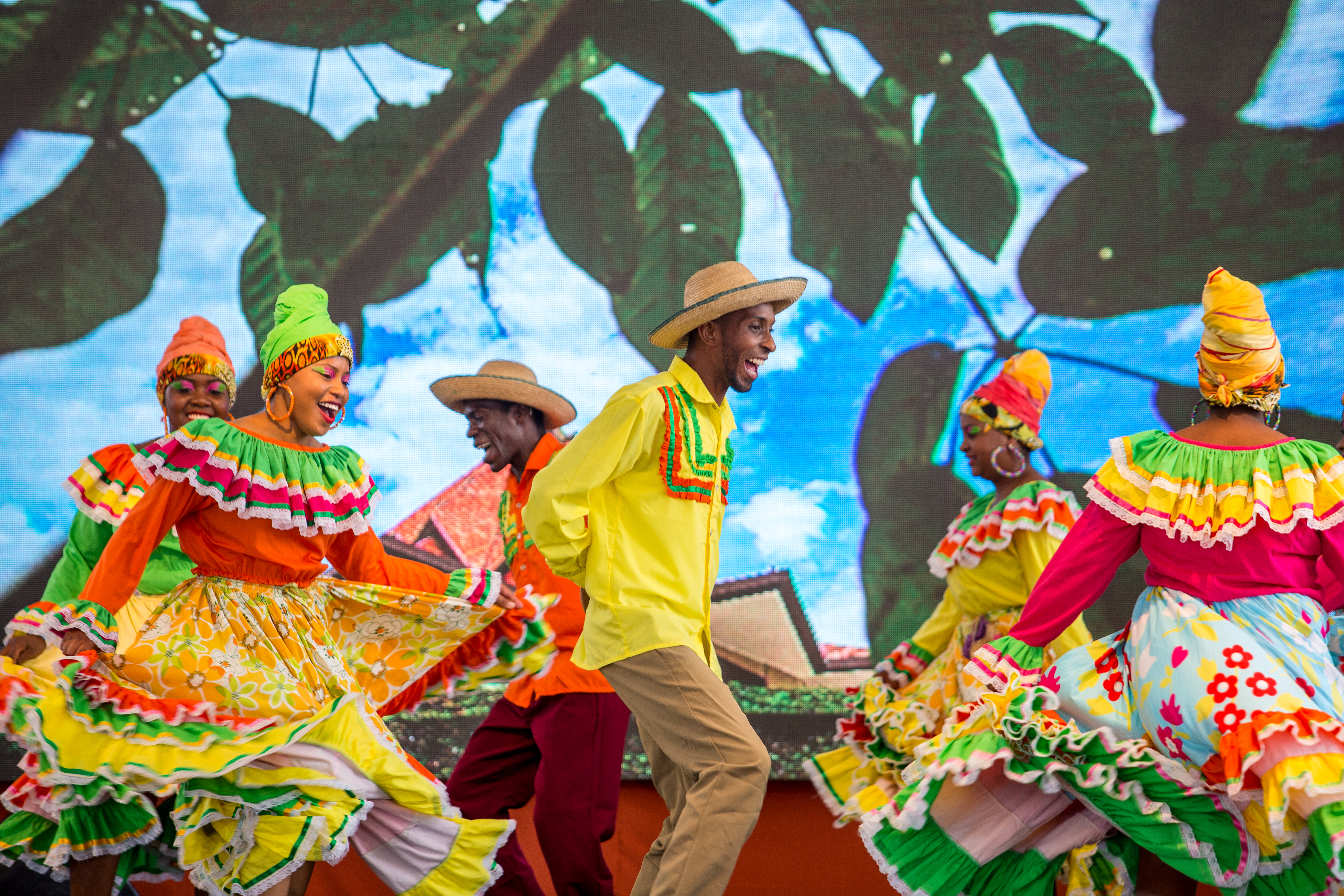 A dance group performs to the song “Alma Nortecaucana,” meaning “the Soul of Norte del Cauca,” which is about the arrival of the Baha’i Faith in the region and how Baha’u’llah’s teachings are given expression in the hopes and aspirations of the people