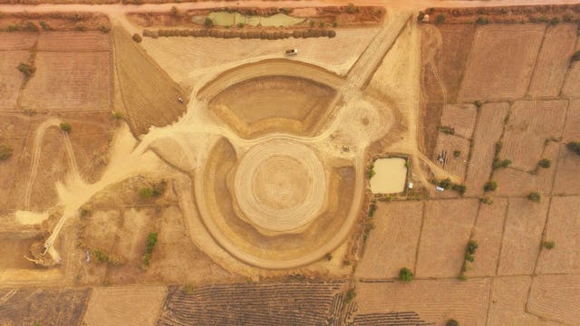 Earthworks were recently completed on the temple site in Battambang, Cambodia.
