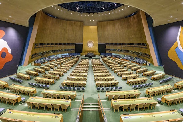 La sala de reuniones de la Asamblea General en la sede de la ONU (Foto de Manuel Elias)