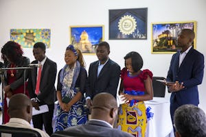 The dedication ceremony for the new facilities in Mwinilunga, Zambia, on 22 February opened with prayers.