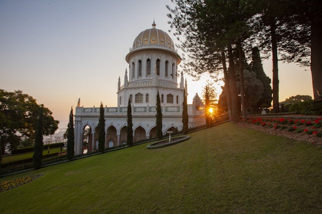 This image of the Shrine of the Bab at sunrise is among those added to the Baha'i Media Bank.