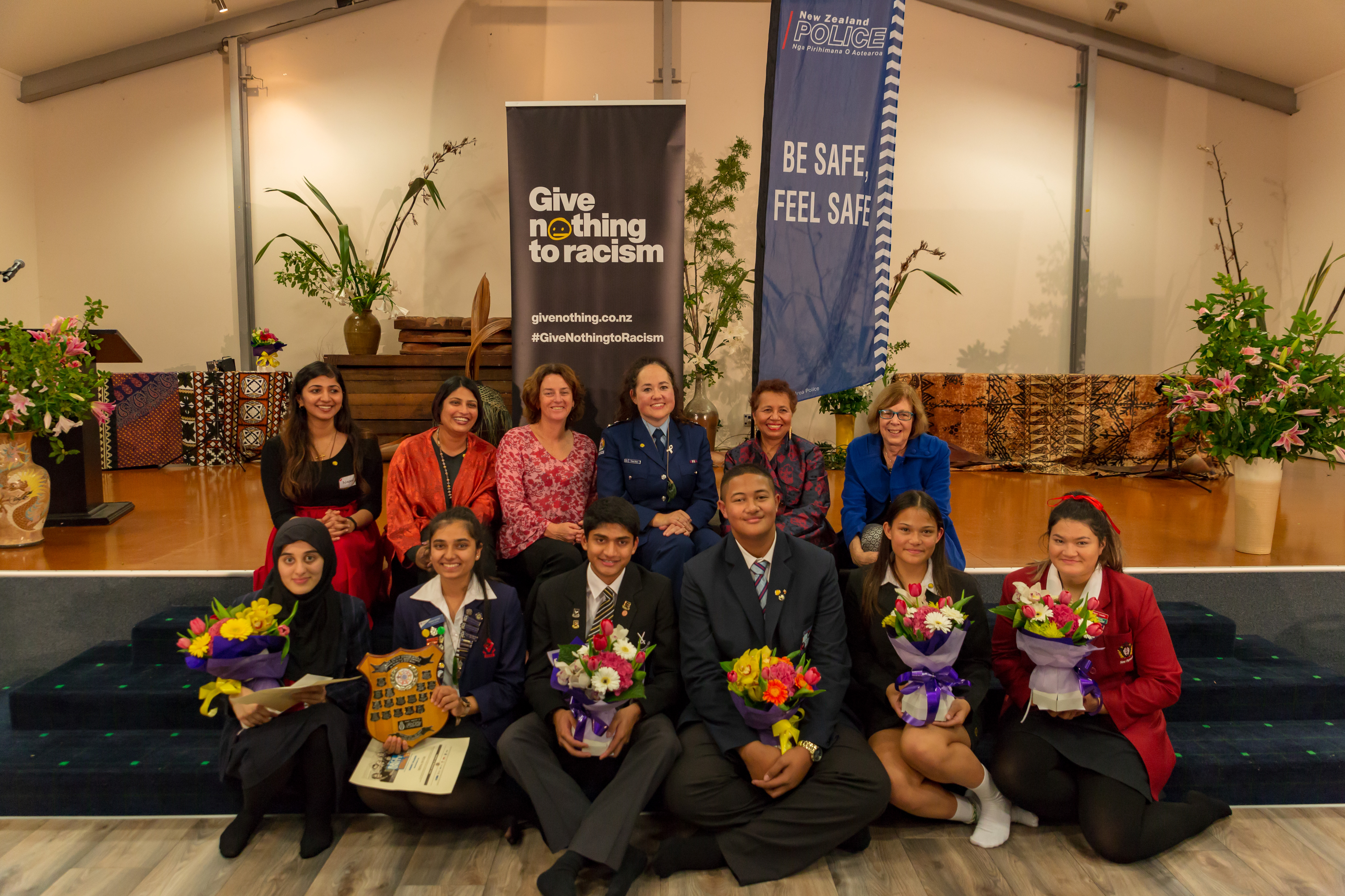 The finalists of the 2018 Race Unity Speech Awards sit in front of the judges at last year’s event. (Credit: Tom Mackintosh)