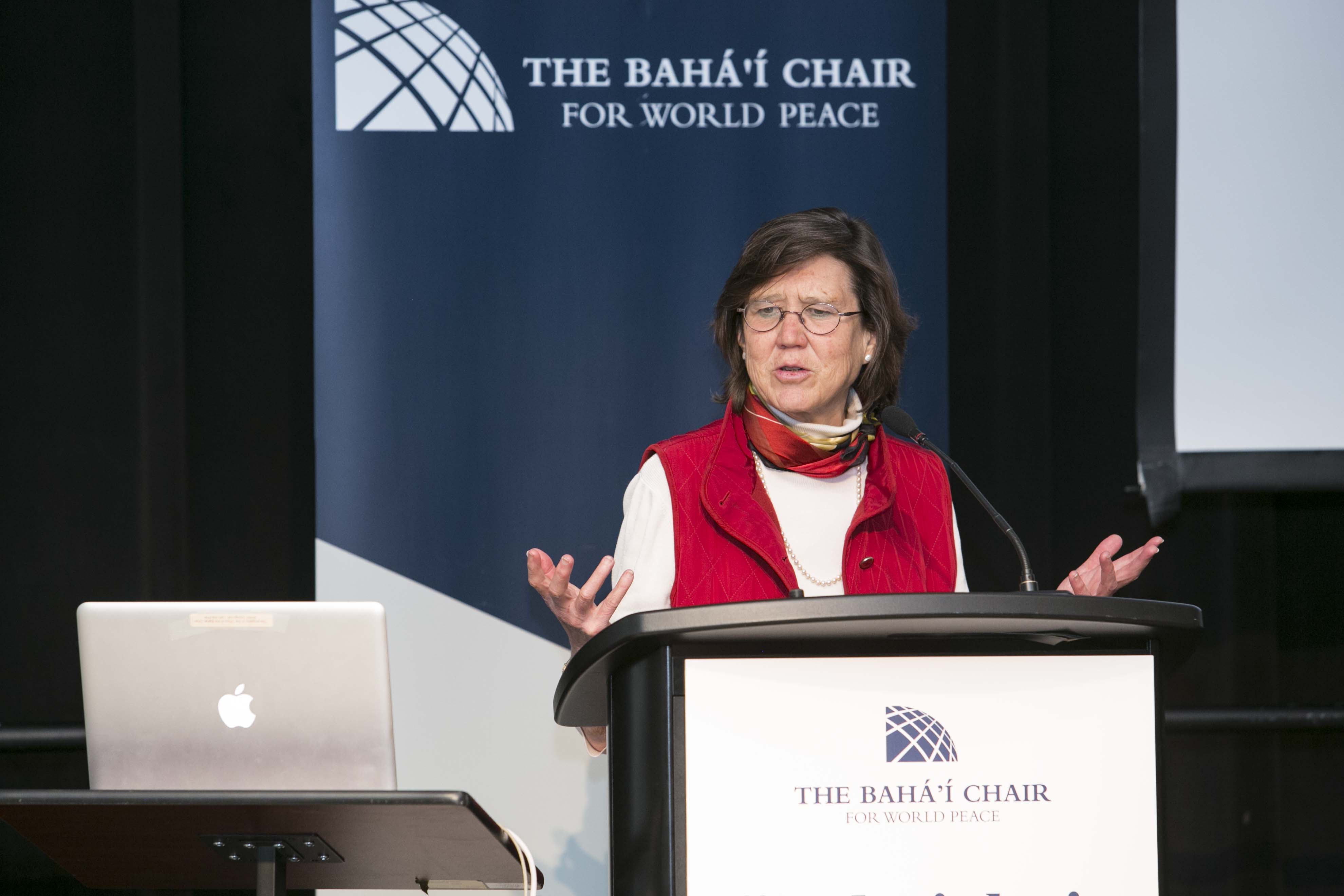 Carol Graham, a senior fellow with the Brookings Institution and a professor at the University of Maryland, described her research into the connection between wealth inequality and happiness as well as the important of optimism and resilience to living happier and healthier lives.