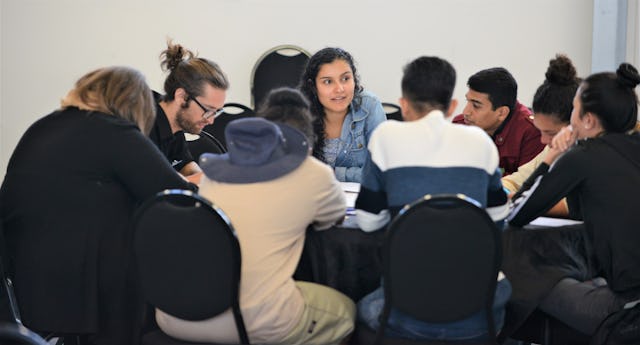 The conference was accompanied by an evening program where six high school students gave speeches on race unity. (Credit: Ben Parkinson)