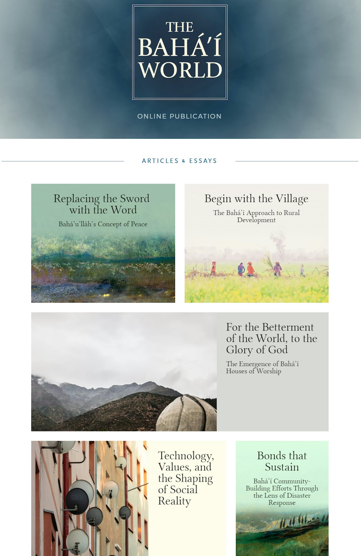 A new official Baha’i website makes available thoughtful essays and articles on contemporary issues and developments.