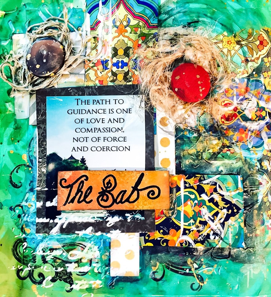 This collage art from the United Arab Emirates was inspired by the teachings of the Bab.