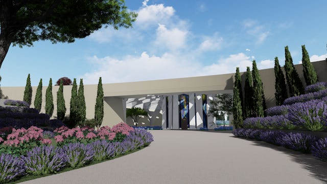 Garden and plaza approaching the Shrine