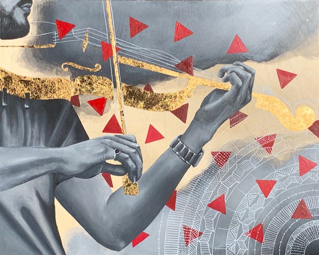 این نقاشی که اثر یک هنرمند استرالیایی است از تصویر یک ساز موسیقی استفاده میکند تا تعالیم حضرت باب در مورد وحدت همهٔ اشیا را مورد توجه قرار دهد.