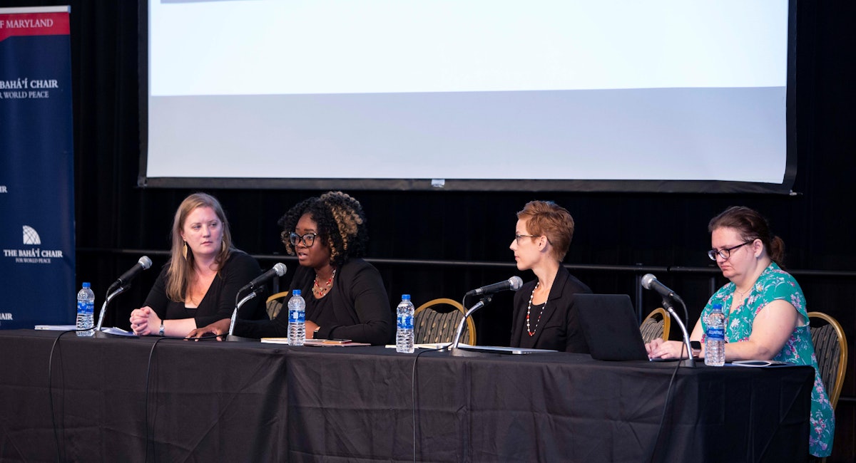 During one of the panel discussions, Brandy Thomas Wells, a historian from Oklahoma State University, speaks about the contributions of African-American women to 20th century and present-day peace movements.