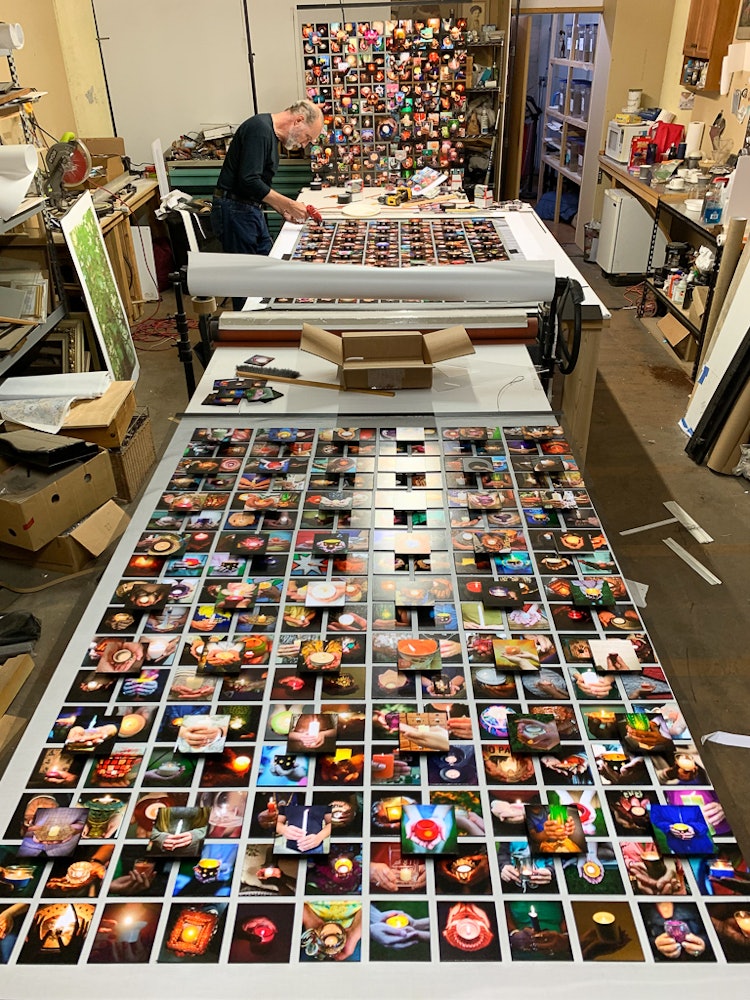 An artist working on a special collaborative installation in Chicago, United States