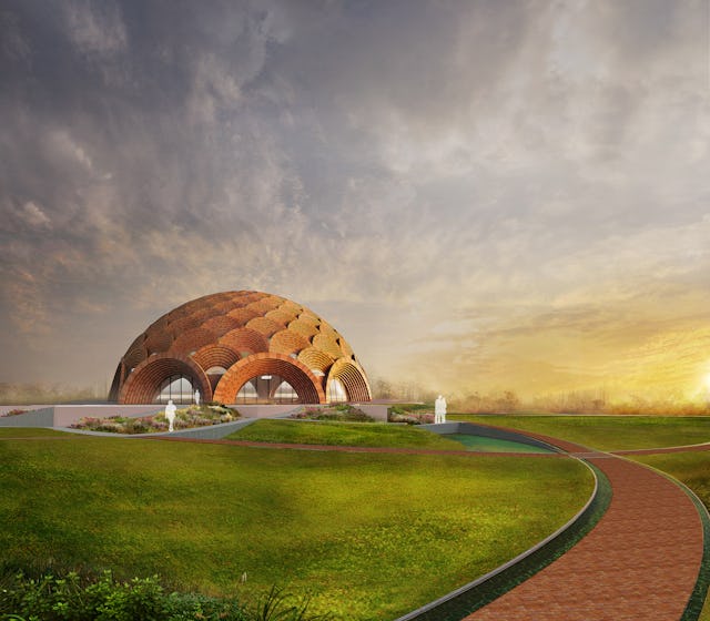 La Asamblea Espiritual Nacional de los Bahá'ís de la India presenta el diseño de la Casa de Adoración bahá'í de Bihar Sharif.