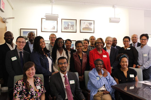 Photograph taken before the current health crisis. Participants at the Dialogue on Faith and Race gathering held by the Baha’i Office of Public Affairs in the United States.
