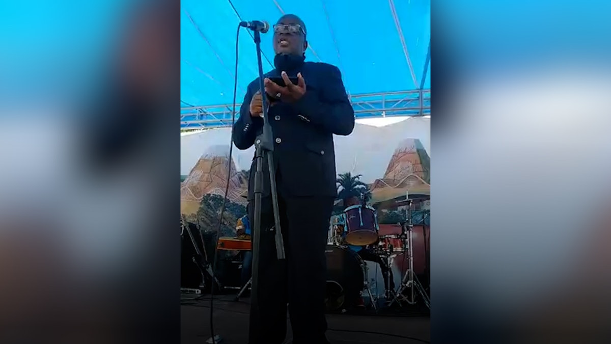 Lavoisier Mutombo Tshiongo, the secretary of the National Spiritual Assembly of the DRC, at the groundbreaking ceremony for the national House of Worship.
