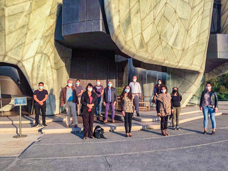 The House of Worship in Santiago, Chile, has continued to serve as a source of hope, offering online devotional programs. Seen here are volunteers who have been tending to the Temple site since its doors closed to public visitors according to public safety measures put in place by the government.