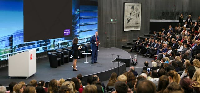 A session at Geneva Peace Week in 2019. Since 2014, the annual event has gathered civil society actors, academics, experts and officials to learn about peace-building initiatives around the world.