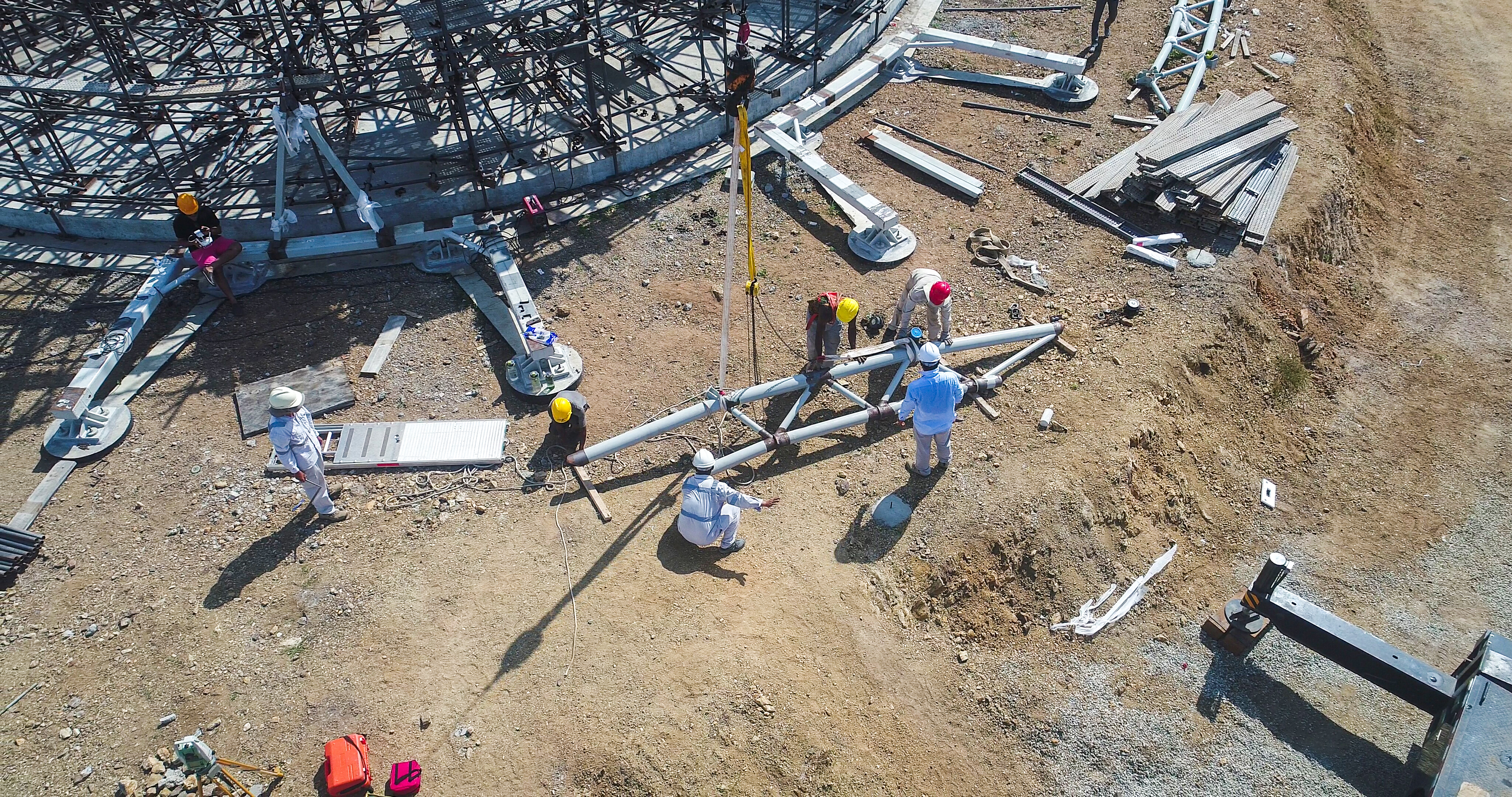 Since the foundations of the House of Worship were completed last December, work has progressed on the intricate steel structure for the central edifice.