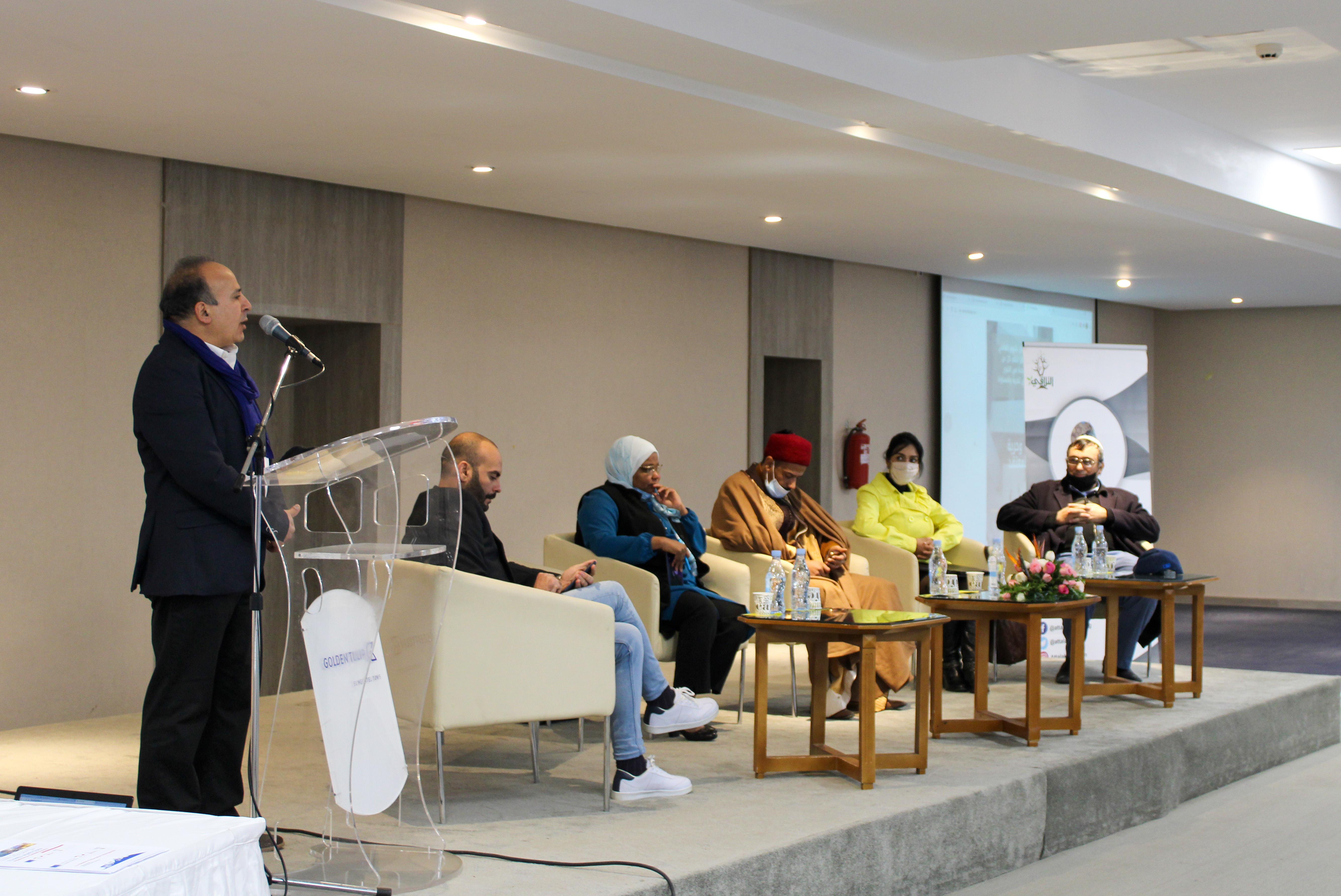 Mohamed ben Mousa of the Tunisian Bahá’í community’s Office of External Affairs speaking at a gathering co-organized recently by the Bahá’í community and NGOs in Tunisian society to explore new conceptions of citizenship.