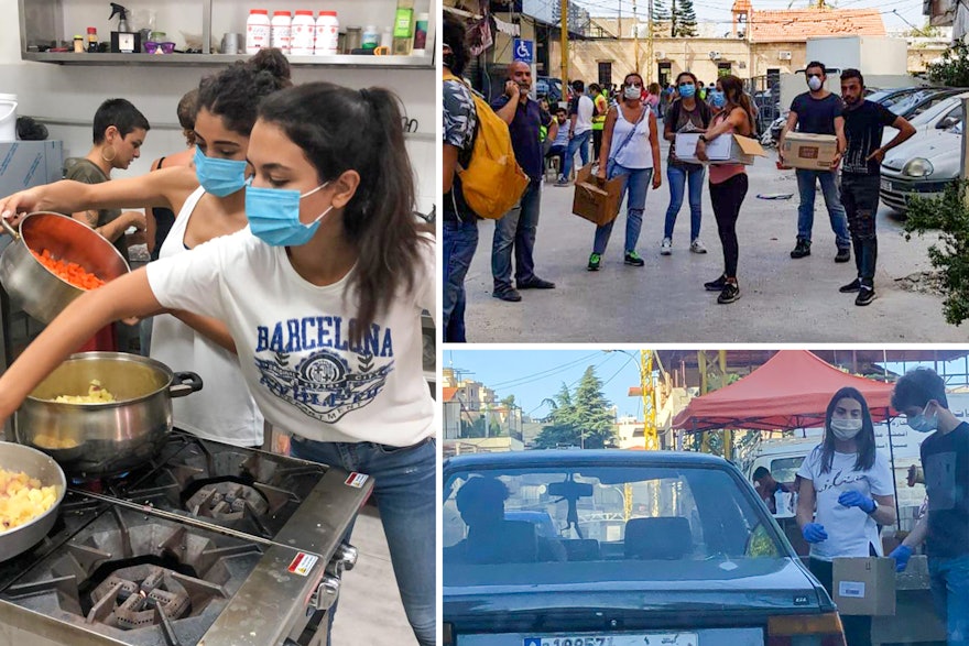 در روزهای پس از انفجار ماه اوت در بیروت، گروهی از جوانان که در فعالیت‌های جامعه‌سازی جامعهٔ بهائی شرکت داشتند شبکه‌ای متشکل از نیروهای داوطلب به نام «مرکز کمک‌رسانی» (Helping Hub) بوجود آوردند تا فعالیت‌های افراد اطرافشان در زمینهٔ امداد و بازیابی را هماهنگ کنند.