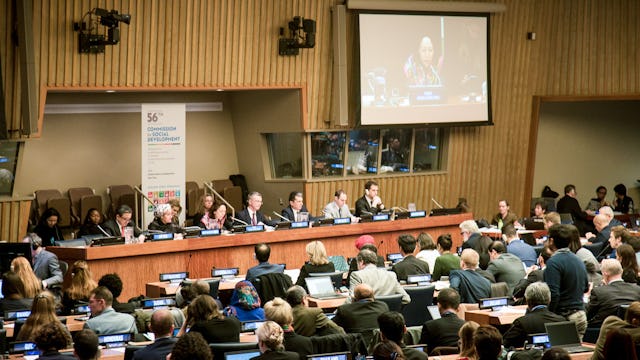 Photograph taken before the current health crisis. The BIC has contributed to the Commission for Social Development for years through statements and participation in the annual sessions.