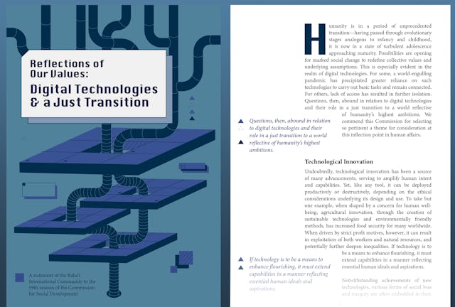 Reflections of Our Values: Digital Technologies and a Just Transition highlights that “Possibilities are opening for marked social change to redefine collective values and underlying assumptions. This is especially evident in the realm of digital technologies.”