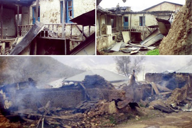 Pendant de nombreuses années, des propriétés appartenant à des bahá’ís à Ivel, en Iran, ont été attaquées et injustement confisquées,déplaçant des dizaines de familles et les laissant économiquement appauvries. Ces images montrent une maison qui a été incendiée en 2007.