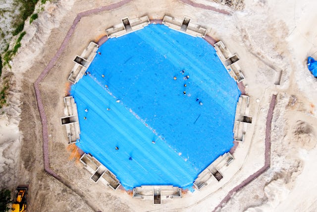 An aerial view of the completed foundations of the national House of Worship of the Democratic Republic of the Congo.