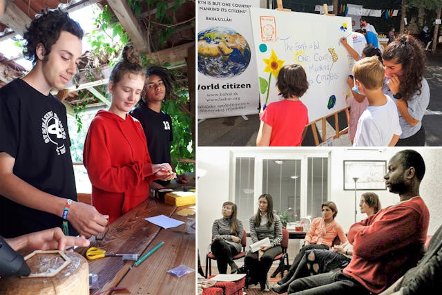 Fotografie urobené pred súčasnou zdravotnou krízou. Pri skúmaní otázok týkajúcich sa podpory väčšej účasti a vzájomnej podpory medzi prisťahovalcami a menšinami majú baháisti na Slovensku úžitok zo svojich skúseností s prácou s ľuďmi z rôznych prostredí v rámci budovania komunity.