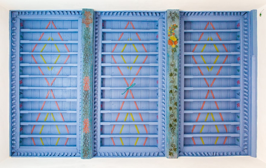 A closeup view of the restored ceiling of one of the rooms in the House of ‘Abbúd.
